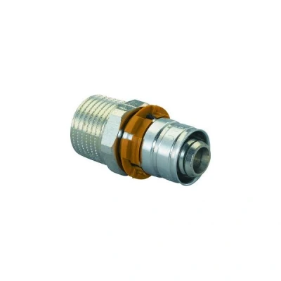Afbeelding van Uponor MLC perskoppeling 1/2&quot; buitendraad x Ø14 puntstuk. Artikelnr: 1014513