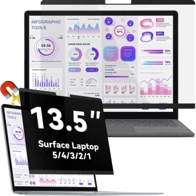 Afbeelding van Magnetische privacyfilter, compatibel met 13,5 inch Surface Laptop 5/4/3/2/1, afneembaar anti glare blauw licht, privacyscherm, zwarte beveiligingsbescherming