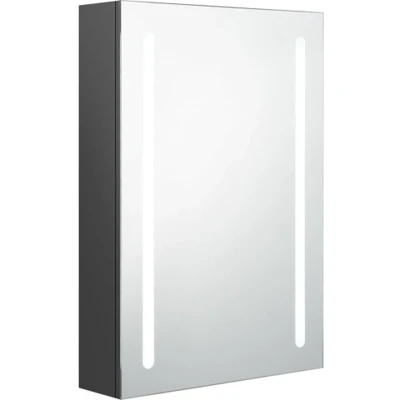 Afbeelding van vidaXL Badkamerkast met spiegel en LED 50x13x70 cm grijs