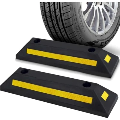 Afbeelding van Pyle Autowiel, caravanchock, wielstopper, voor parkeerveiligheid, set van 2 robuuste rubberen autostoppen, auto&#039;s, bestelwagens, vrachtwagens, bussen, aanhangwagens, campers, vorkheftrucks,