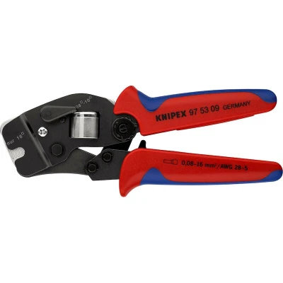 Afbeelding van Knipex zelfinst krimptang voor adereindhulzen met voorinvoering meer componentengrepen gebruineerd 190mm hulzen 0 08 10 16 mm2 97 53 09