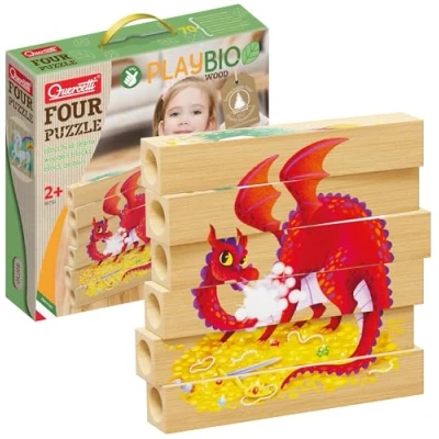 Afbeelding van Quercetti Vier houten puzzels: Fantastische dieren