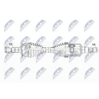 Afbeelding van NTY NPW DW 037 Aandrijfas Vooras links 640mm 86mm CHEVROLET: Orlando (J309) 1.8 LPG, 1.4, 2011