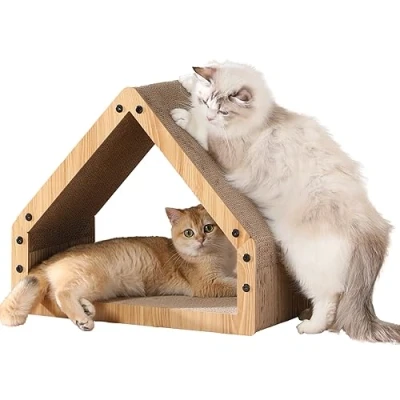 Afbeelding van FUKUMARU Kattenkrabben, krabkussen voor katten, kattenkrabberhuis, kartonnen kattenhuis, beschermende meubels, krabkarton, kattenkrabbed alle katten