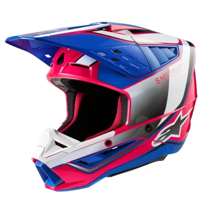 Afbeelding van Alpinestars 2024 Supertech M5 Sail Crosshelm Wit / Roze Blauw maat XXL