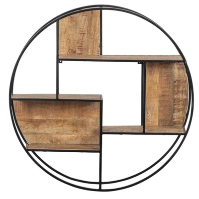 Afbeelding van Wandrek 80cm Mangohout Bruin Rond