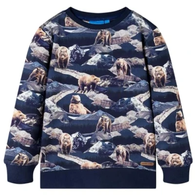 Afbeelding van Kindertrui berenprint 104 marineblauw