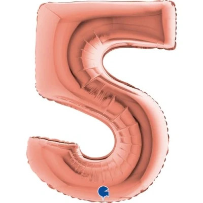 Afbeelding van Folieballon cijfer &#039;5&#039; rosé goud (100cm)