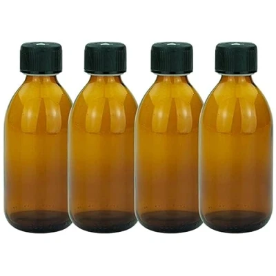 Afbeelding van mikken 4 bruine glazen flessen 250 ml met schroefdop