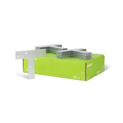 Afbeelding van Alberts 25x platte connector T vorm geperforeerde plaat nagelplaat 140x110x30mm