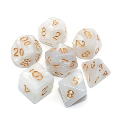 Afbeelding van CREEBUY Polyhedral DND dobbelstenen set parel wit voor kerker en draken D&amp;D Pathfinder MTG 7 Die RPG
