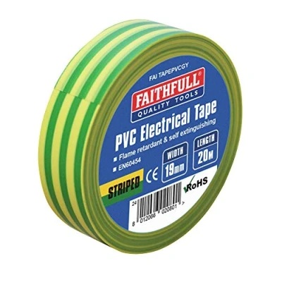 Afbeelding van Faithfull 2702 PVC Electricial Tape 19 mm x 20 m Groen/Geel