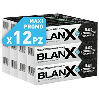 Afbeelding van BlanX, Classic Black Tandpasta, Tandpasta met natuurlijke witmakende actieve kool, niet schurend voor witte tanden, verpakking van 12 x 75 ml