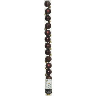 Afbeelding van 14x stuks kleine kunststof kerstballen mahonie bruin 3 cm Kerstbal