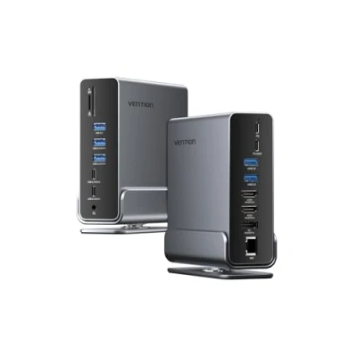 Afbeelding van USB C docking station, 16 in 1 dockingstation laptop 2 monitoren ondersteuning (2x 4K HDMI + DP), Thunderbolt 3/4 compatibel met Dell/HP/Lenovo, 10 Gbps USB, 100W Power Delivery, Gigabit Ethernet, SD