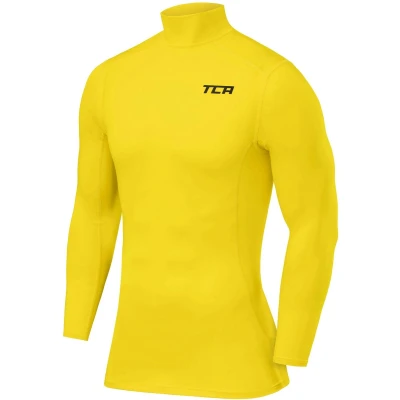Afbeelding van Pro Performance Compressietop Lange Mouwen met Openstaande Kraag voor Heren Sonic Yellow (Geel)
