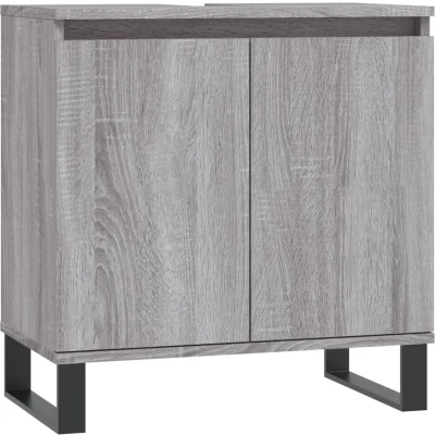 Afbeelding van vidaXL Badkamerkast 58x33x60 cm bewerkt hout grijs sonoma eikenkleurig