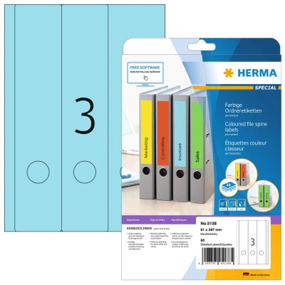 Afbeelding van Rugetiket HERMA 5138 breed/lang 61x297mm zelfklevend blauw