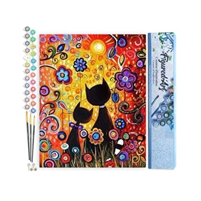 Afbeelding van Figured&#039;Art Schilderen op Nummer Volwassenen canvas Cartoon katten Handwerk acrylverf Kit DIY Compleet 40x50cm zonder frame