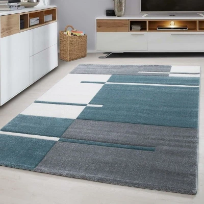 Afbeelding van Modern vloerkleed Tetris Blauw 1310 80x150cm Adana Carpets