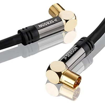 Afbeelding van SEBSON TV Antenne Kabel 2m Haaks, Coax Mannelijk/Vrouwelijk, 105dB 4 voudig afgeschermd, Coaxiale voor (HDTV, UHD, 4K), Radio, Receiver