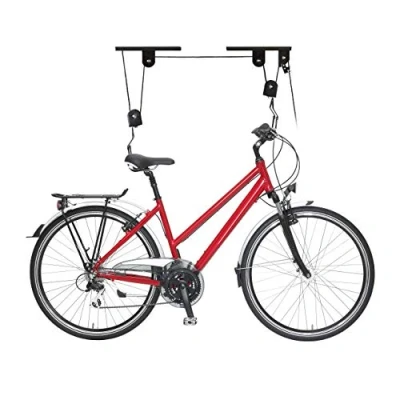 Afbeelding van Relaxdays fietslift, tot 20 kg, max. plafondhoogte 4 m, fietstakel voor plafond met katrol, garage, kelder, zwart