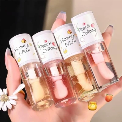 Afbeelding van Baorder 4 stuks hydraterende heldere lipolie,Crystal Jelly Honey Lip Gloss met grote borstel,langdurige voedende lipverzorging Glow Oil,hydraterende getinte lippenbalsem,Fresh Texture