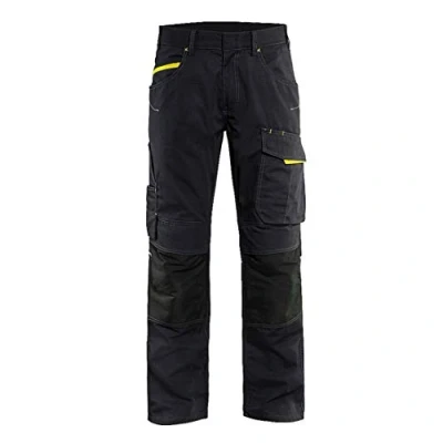 Afbeelding van Blaklader Service werkbroek met stretch zonder spijkerzakken 1495 1330 Zwart/High Vis Geel D120
