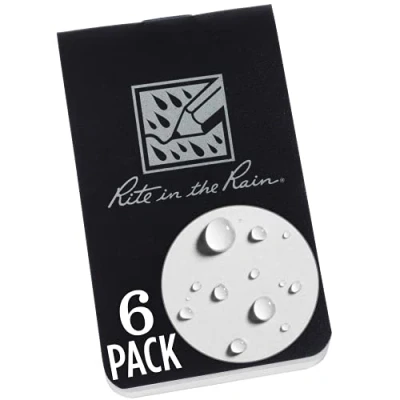 Afbeelding van Rite in the Rain Weerbestendig voor onderweg portemonnee notebook, 2 &quot;x 3,4&quot;, zwarte hoes, blanco pagina&#039;s, 6 Pack (nr. OTG771L)