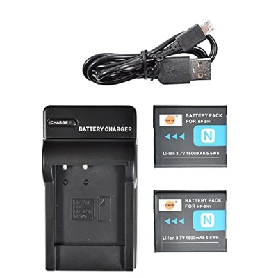 Afbeelding van DSTE NP BN1 camera batterij (2 stuks) en oplader compatibel met Sony DSC QX10, QX100, TF1, TX5, TX7, TX9, TX10, TX20, TX30