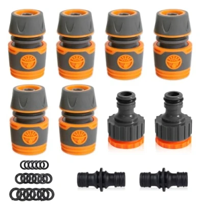 Afbeelding van Riisoyu 10 stuks tuinslangverbindingsstukset, tuinslangaansluitset, slangkoppeling, accessoires voor tuinslang, slangaansluiting tuingereedschap, landbouw, gazon