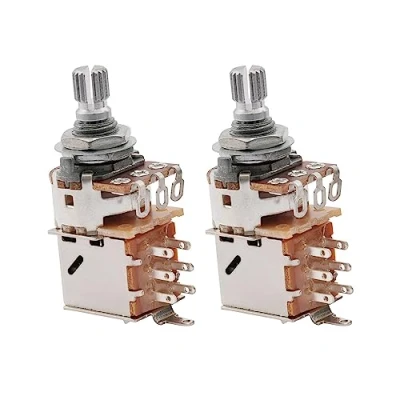 Afbeelding van Musiclily Metrisch 15mm B250k Pot Split Shaft Lineaire Push pull Potmeter voor Elektrische Gitaar en Basgitaar(2 Stuks)