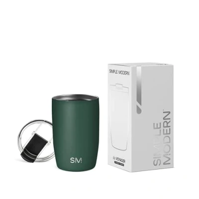 Afbeelding van Simple Modern Koffiemok voor reizen met flip deksel Herbruikbare geïsoleerde roestvrijstalen koude brouwsel ijskop thermosfles Cadeaus vrouwen mannen hem haar Voyager collectie 12 oz Forest