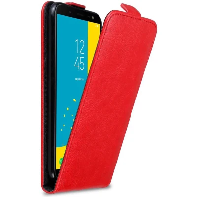 Afbeelding van Cadorabo Hoesje geschikt voor Samsung Galaxy J6 2018 in APPEL ROOD Beschermhoes Flip Case Cover magnetische sluiting