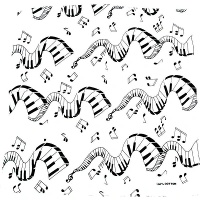 Afbeelding van Zac&#039;s Alter Ego White based Musical Themed Bandana Wit/Zwart