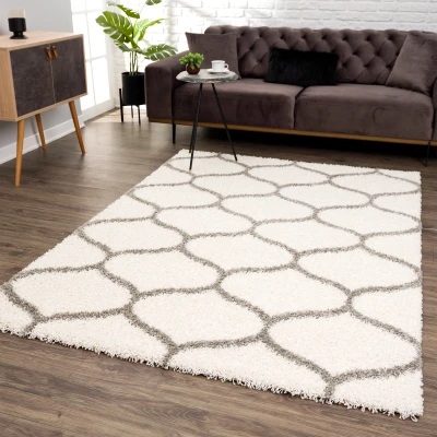 Afbeelding van Madrid Shaggy Design Vloerkleed Creme Hoogpolig 160x230 cm