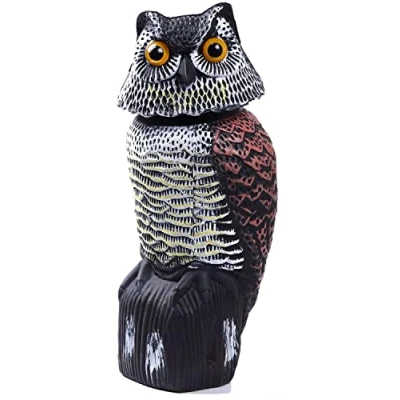 Afbeelding van Hedoc Fake Owl Decoys to Scare Birds Away, Rotating Head Sculptures, Nature Enemy Scarecrow Plastic Statues, Pest Repellent, Bird Control and Pigeon Deterrent Outdoor Yard, Garden Protectors