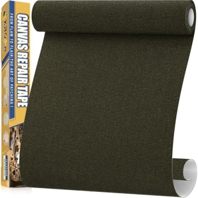 Afbeelding van zelfklevende stof, 40 x 160 cm, waterdichte stoftape, canvas patches voor outdoor meubels, bootafdekkingen, banken, tenten, loungestoelen, zonwering, legergroen