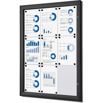 Afbeelding van Vergrendelbaar Notitiebord Indoor Zwart 9x A4