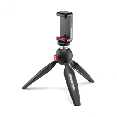 Afbeelding van Manfrotto Ministatief met klem voor universele smartphone, gemaakt in Italië, iPhone of zonder hoesje, CSC, vloggen, videografie, zwart, MKPIXICLMII BK