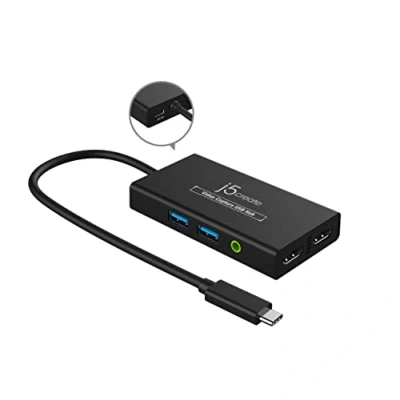 Afbeelding van j5create Video Capture Card met PD 60W pass through opladen, geïntegreerde multifunctionele hub, geschikt voor streaming, live uitzendingen, videoconferenties, onderwijs, gaming (JVA01)