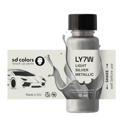 Afbeelding van SD KLEUREN LICHT ZILVER METALLISCHE LY7W Nieuwe Touch Up Verf 5ML REPARATIE SCRATCH CHIP BRUSH COLOR CODE JUST PAINT