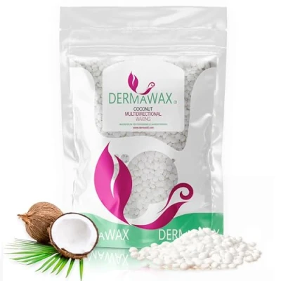 Afbeelding van Dermawax Kokosnoot Wax Multidirectionele Hypoallergene waxparels voor gezicht, wenkbrauwen, intiem, bikini, Braziliaanse Geschikt alle huidtypen 400 gram