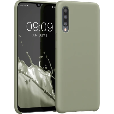 Afbeelding van kwmobile telefoonhoesje geschikt voor Samsung Galaxy A50 Hoesje met siliconen coating Smartphone case in grijsgroen
