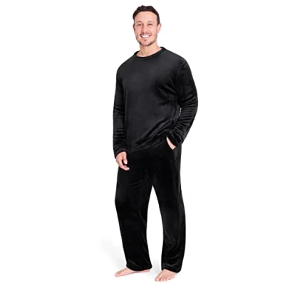 Afbeelding van CityComfort Herenpyjama set superzachte fleece 2 delige pyjama voor heren, loungewear, nachtkleding en cadeaus mannen, Zwart, XXL