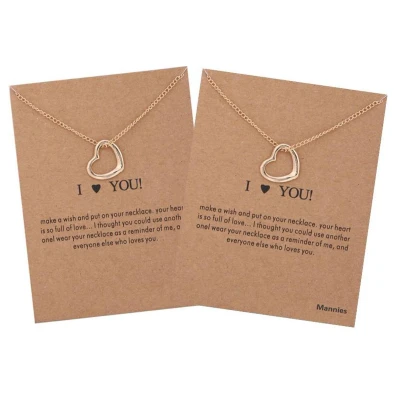 Afbeelding van Mannies Vriendschapsketting / Geluksketting 2 stuks I love you Goudkleurig