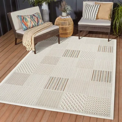 Afbeelding van Buitenkleed Geblokt Lyra Crème/multi 200x290 Cm
