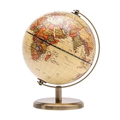 Afbeelding van Exerz 14cm Wereldbol Mini Antieke Globe Educatief/Geografisch/Moderne Desktop Decoratie Diameter Metalen Arc en Base Gebronsde Kleur