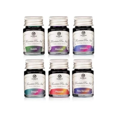 Afbeelding van Octopus Fluids Sheen Ink Set 1, tweekleurige inkt voor vulpen, 6 x 10 ml