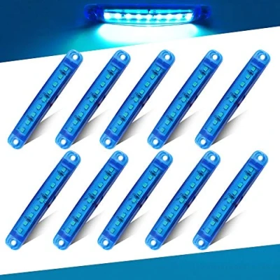 Afbeelding van Teguangmei 10 Stks LED Zijmarkeringslichten,12 24V 9SMD Blauw Zijpositielicht Markeringslichten,Gebruikt Voor Auto Vrachtwagen Aanhangwagen Caravan en Achtermarkering Zijlichten Waterdicht